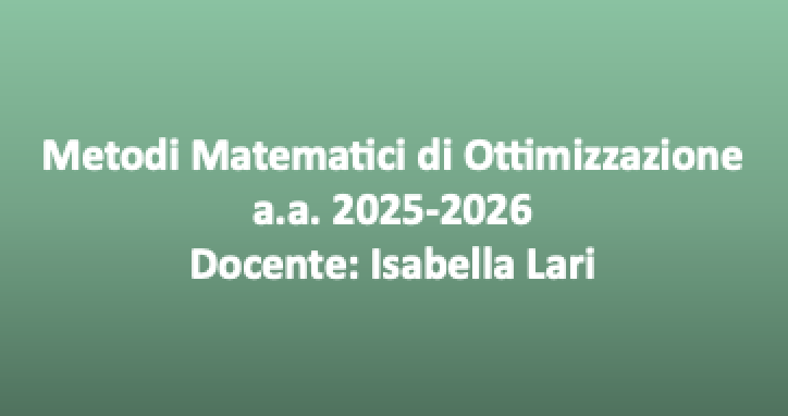 Metodi Matematici di Ottimizzazione